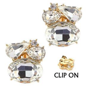 Multi shape glass stone mix clip on earrings wedding